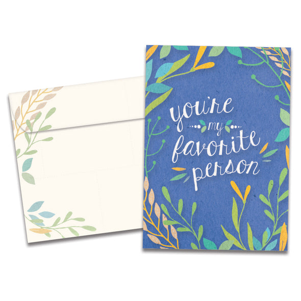 The cover of Tree-Free's Favorite Person Floral All Occasion Card card, along with its matching envelope.