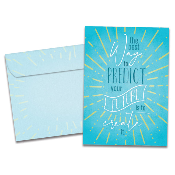 The cover of Tree-Free's Create Your Future card, along with its matching envelope.
