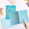 Load image into Gallery viewer, The inside of Tree-Free’s Create Your Future card, with the cover and envelope in the background.
