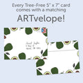 Load image into Gallery viewer, The envelope for Tree-Free’s Pay Extra Guac card, along with the following text: “Every Tree-Free 5x7 card comes with a matching ARTvelope!”
