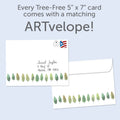 Load image into Gallery viewer, The envelope for Tree-Free’s Sympathy Trees card, along with the following text: “Every Tree-Free 5x7 card comes with a matching ARTvelope!”
