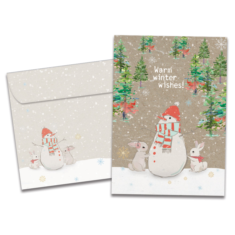Warm Wishes Snowman Holiday Card