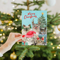 Load image into Gallery viewer, Cat Selfie Watercolor Holiday Card
