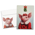 Load image into Gallery viewer, Pig Mistletoe Christmas Card
