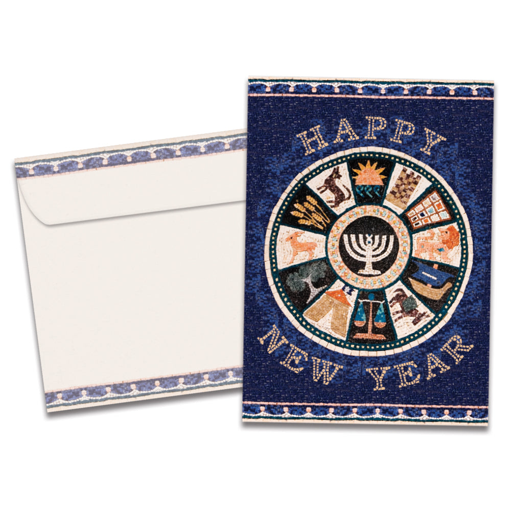 The cover of Tree-Free's 12 Tribes Mosaic card, along with its matching envelope.