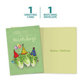 Load image into Gallery viewer, The cover and inside of Tree-Free’s Romaine Calm card, along with the following text: “1 greeting card, 1 matching envelope”
