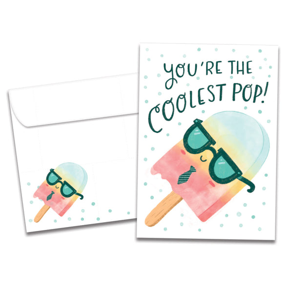 The cover of Tree-Free's Coolest Pop card, along with its matching envelope.