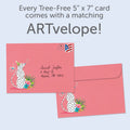 Load image into Gallery viewer, The envelope for Tree-Free’s Inner Party Animal card, along with the following text: “Every Tree-Free 5x7 card comes with a matching ARTvelope!”

