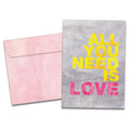 Load image into Gallery viewer, The cover of Tree-Free&#39;s All You Need is Love card, along with its matching envelope.
