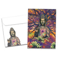 Load image into Gallery viewer, The cover of Tree-Free&#39;s Healing Buddha Get Well Card card, along with its matching envelope.
