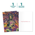 Load image into Gallery viewer, The cover and inside of Tree-Free’s Healing Buddha Get Well Card card, along with the following text: “1 greeting card, 1 matching envelope”
