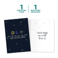 Load image into Gallery viewer, The cover and inside of Tree-Free’s My World Thinking Of You Card card, along with the following text: “1 greeting card, 1 matching envelope”
