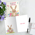 Load image into Gallery viewer, The inside of Tree-Free’s Hip Hip Hop card, with the cover and envelope in the background.
