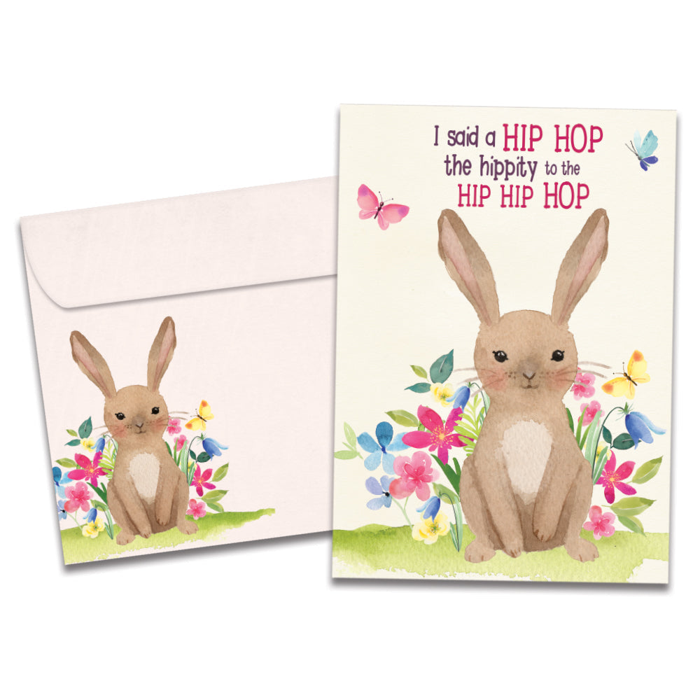 The cover of Tree-Free's Hip Hip Hop card, along with its matching envelope.