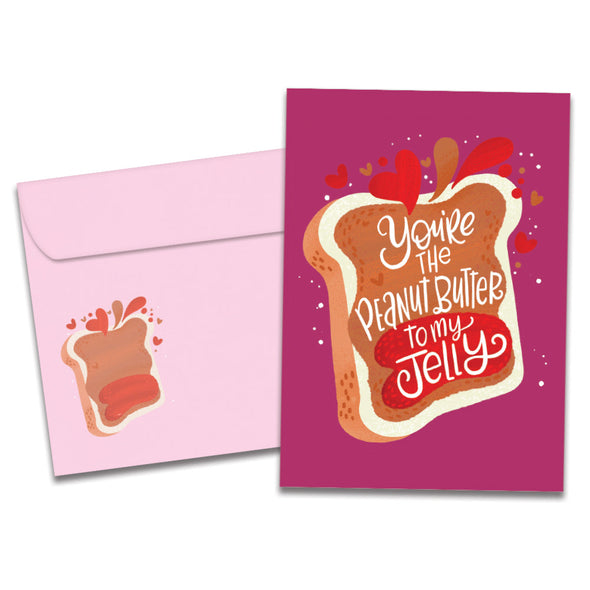 The cover of Tree-Free's Peanut Butter and Jelly card, along with its matching envelope.