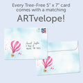 Load image into Gallery viewer, The envelope for Tree-Free’s Heart Soar card, along with the following text: “Every Tree-Free 5x7 card comes with a matching ARTvelope!”
