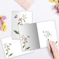 Load image into Gallery viewer, The inside of Tree-Free’s The Heart Remembers card, with the cover and envelope in the background.
