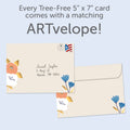 Load image into Gallery viewer, The envelope for Tree-Free’s One Day At A Time Get Well Card card, along with the following text: “Every Tree-Free 5x7 card comes with a matching ARTvelope!”
