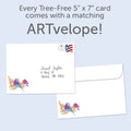 Load image into Gallery viewer, The envelope for Tree-Free’s Love Grows Here card, along with the following text: “Every Tree-Free 5x7 card comes with a matching ARTvelope!”
