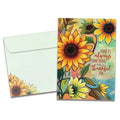 Load image into Gallery viewer, The cover of Tree-Free&#39;s Thankful Sunflowers card, along with its matching envelope.
