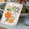 Load image into Gallery viewer, Lifestyle image(s) featuring Tree-Free’s Spooky Spiders And Pumpkins Halloween Card card
