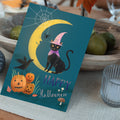 Load image into Gallery viewer, Black Cat And Moon Halloween Card
