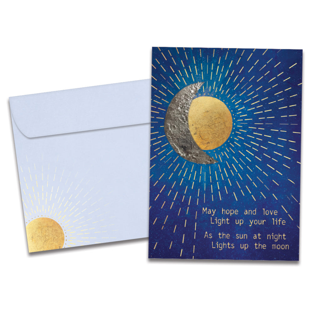 Golden Sun And Moon Solstice Card