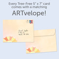 Load image into Gallery viewer, The envelope for Tree-Free’s Waiting For 2022 New Year Card card, along with the following text: “Every Tree-Free 5x7 card comes with a matching ARTvelope!”
