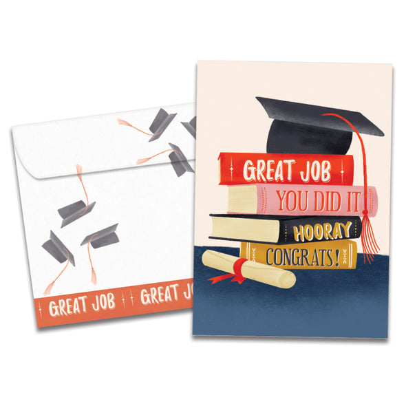 The cover of Tree-Free's Hooray Congrats card, along with its matching envelope.