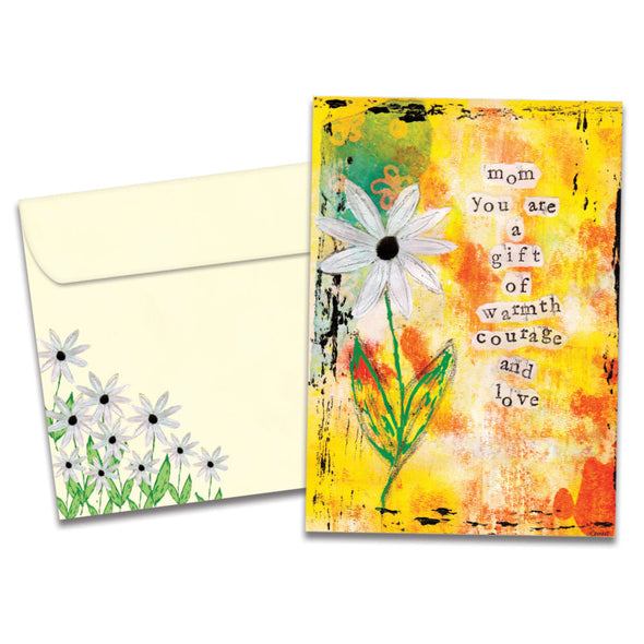 The cover of Tree-Free's Gift of Warmth card, along with its matching envelope.