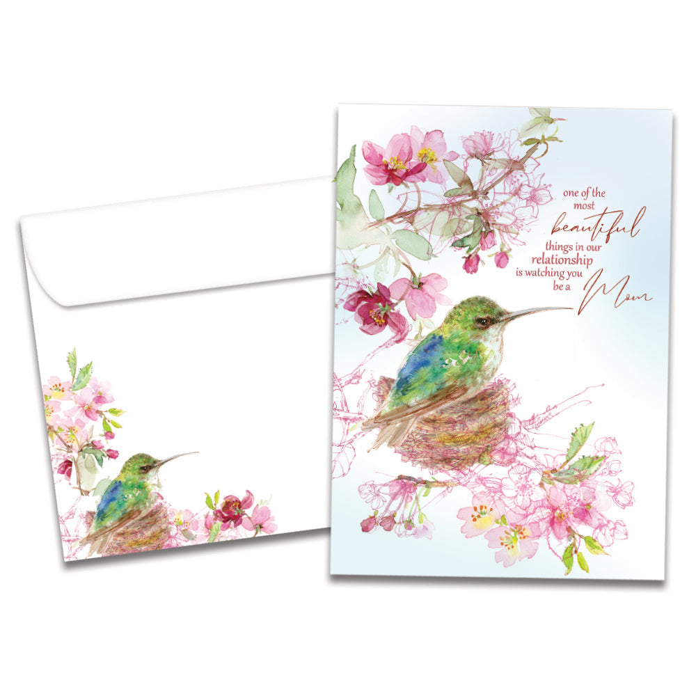 The cover of Tree-Free's Beautiful Mom card, along with its matching envelope.