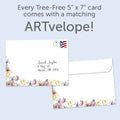 Load image into Gallery viewer, The envelope for Tree-Free’s Thing of Beauty card, along with the following text: “Every Tree-Free 5x7 card comes with a matching ARTvelope!”
