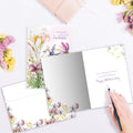 Load image into Gallery viewer, The inside of Tree-Free’s Thing of Beauty card, with the cover and envelope in the background.
