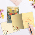Load image into Gallery viewer, The inside of Tree-Free’s Greatest Joy card, with the cover and envelope in the background.
