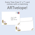 Load image into Gallery viewer, The envelope for Tree-Free’s Feet Up card, along with the following text: “Every Tree-Free 5x7 card comes with a matching ARTvelope!”
