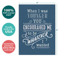 Load image into Gallery viewer, The cover of Tree-Free’s Role Model Dad card with lines demonstrating its 5x7 dimensions, along with the following text: “100% PCW recycled paper, proudly made in the USA, sustainably printed on extra-thick card stock”
