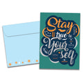 Load image into Gallery viewer, The cover of Tree-Free&#39;s Stay True card, along with its matching envelope.
