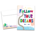 Load image into Gallery viewer, The cover of Tree-Free&#39;s Follow Dreams card, along with its matching envelope.
