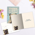 Load image into Gallery viewer, The inside of Tree-Free’s Puggin Ridiculous card, with the cover and envelope in the background.
