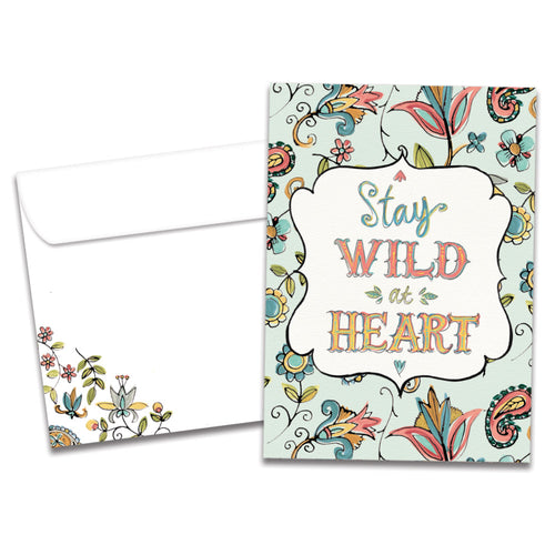 The cover of Tree-Free's Wild at Heart card, along with its matching envelope.