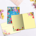 Load image into Gallery viewer, The inside of Tree-Free’s Oh Happy Day card, with the cover and envelope in the background.
