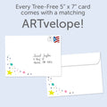 Load image into Gallery viewer, The envelope for Tree-Free’s Awesome Human card, along with the following text: “Every Tree-Free 5x7 card comes with a matching ARTvelope!”
