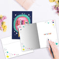 Load image into Gallery viewer, The inside of Tree-Free’s Awesome Human card, with the cover and envelope in the background.
