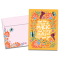 Load image into Gallery viewer, The cover of Tree-Free&#39;s Made Of Magic card, along with its matching envelope.
