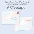 Load image into Gallery viewer, The envelope for Tree-Free’s Special Day card, along with the following text: “Every Tree-Free 5x7 card comes with a matching ARTvelope!”
