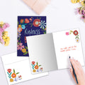 Load image into Gallery viewer, The inside of Tree-Free’s Kindness is Beautiful card, with the cover and envelope in the background.
