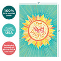 Load image into Gallery viewer, The cover of Tree-Free’s Happy Difference card with lines demonstrating its 5x7 dimensions, along with the following text: “100% PCW recycled paper, proudly made in the USA, sustainably printed on extra-thick card stock”
