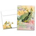 Load image into Gallery viewer, The cover of Tree-Free&#39;s Sending Love Birdie card, along with its matching envelope.
