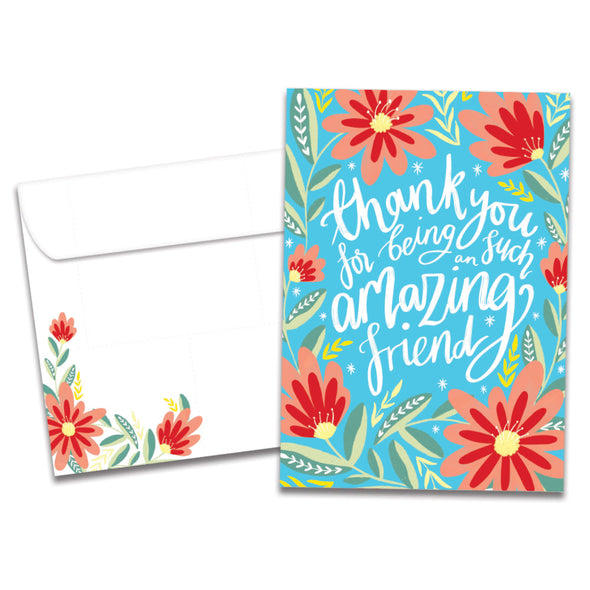 The cover of Tree-Free's Amazing Friend card, along with its matching envelope.