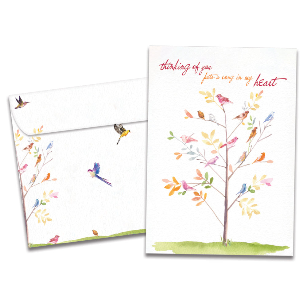 The cover of Tree-Free's Song In My Heart card, along with its matching envelope.